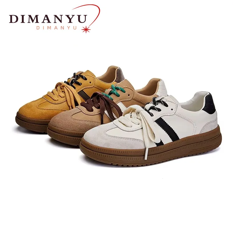 

DIMANYU De Training Shoes Women's Real Leather 2024 Fall New Lace Female Sneakers Thick Sole casual female Forrest Gump Shoes