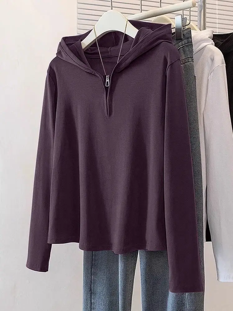 Modisches Kapuzen-Langarmshirt für Damen Locker Sitzend Figurformend Lässig Herbst 2025 Neuerscheinung Bequeme Baumwollmischung