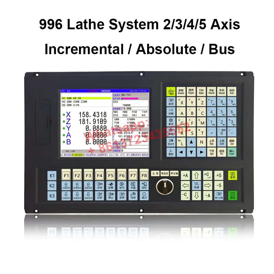 996 Series CNC Lathe System Controller 2/3/4/5 Axis Incremental pulse/Absolute/Bus