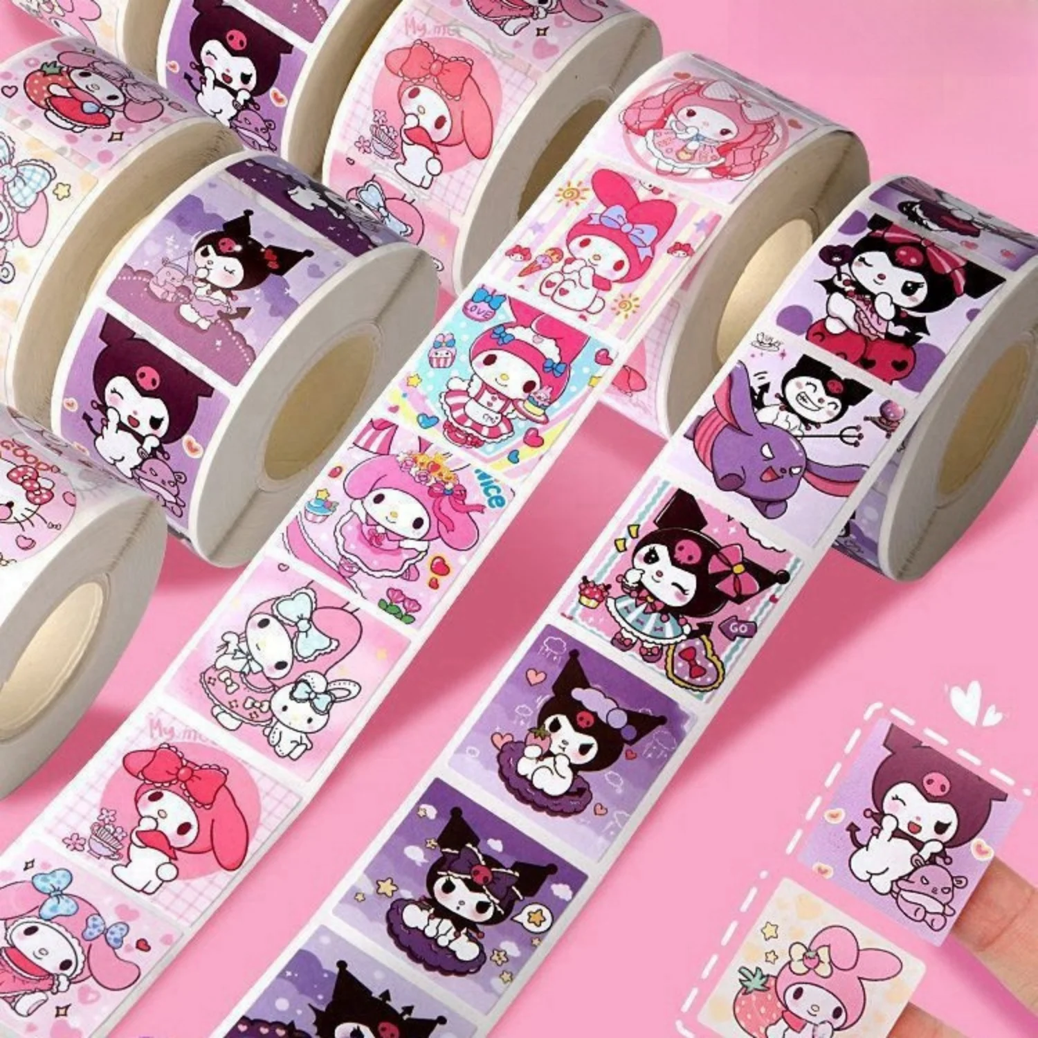 Aufkleber, Dekoration, 500 Stück/Rolle, niedliche Cartoon-Aufkleber, wasserfeste Aufkleber für DIY-Scrapbooking, Umschlagversiegelung – Detail 1
