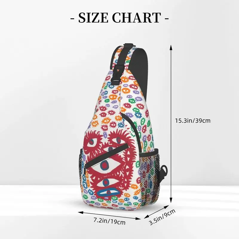 Cool Yayoi Kusama mochila cruzada para el pecho para hombre, bolsos de viaje, senderismo, mochila de hombro, mochila de día, pintura abstracta