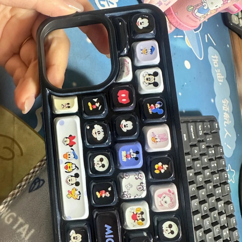 Disney Mickey Mouse Ins Cute Keyboard Mobile Phone Shell Suitable for IPhone 15 16 Phone Case 14 13 12 11 X 8 7 Pro Max Plus - Image 4