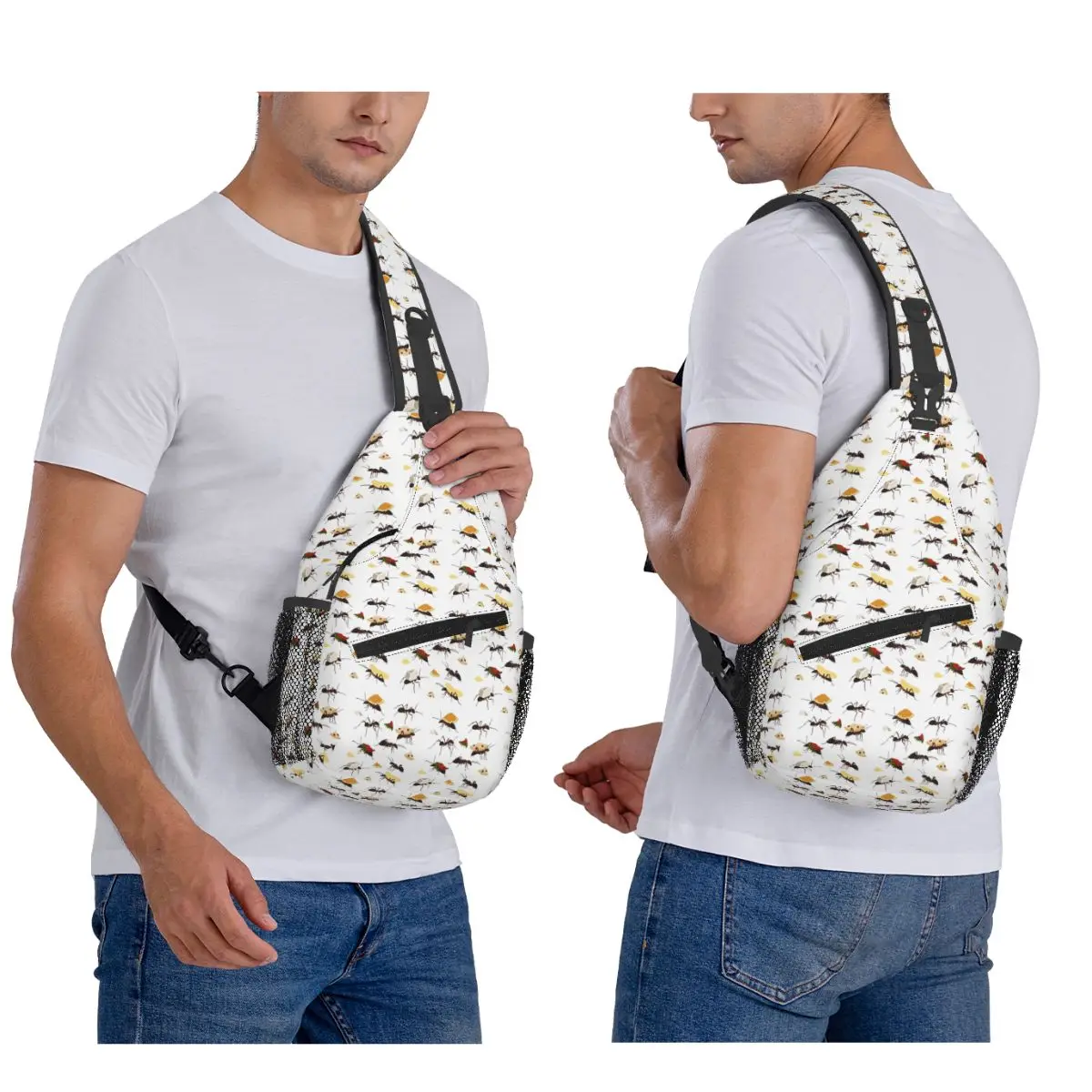 Ants Carrying Snacks Chest Bag Men Sling Crossbody Backpack Chest Bag Traveling Hiking Daypack Shoulder Bag