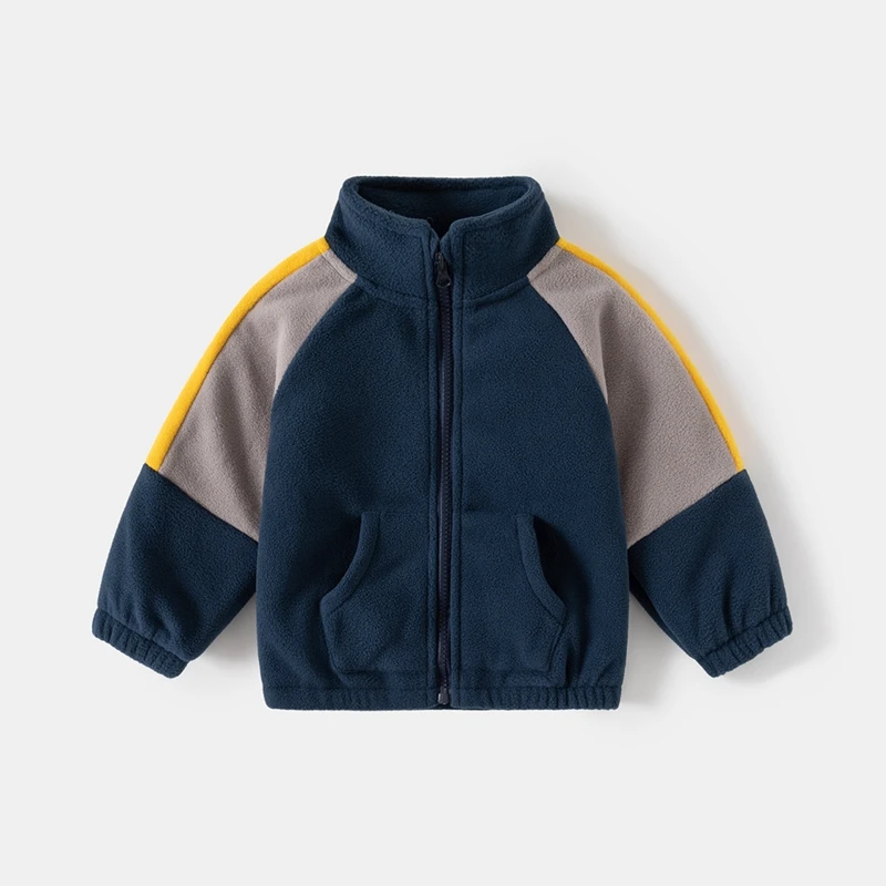 

2-8 Years Children Boys Fleece Jacket Girls Spring Autumn Winter Zipper Coat Casual High-Neck Thick Long-Sleeved Top