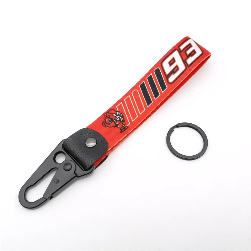Llavero de nailon para motocicleta Repsol 93, llavero de moto de carreras, etiqueta para motociclistas, cordón rojo con emblema, accesorio de adorno para fans de la moto