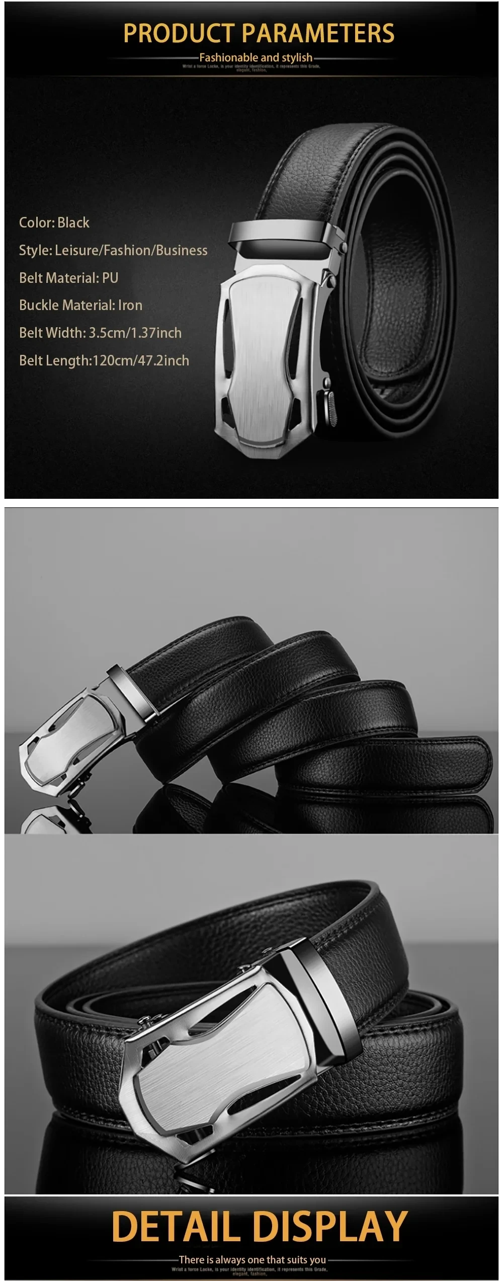 Mode-Business Männer Gürtel Echte Luxus Marke Gürtel Metall Schnalle Gürtel Hochwertige PU Leder Weichen Gürtel Mit Cargo Hosen Jeans – Detail 2