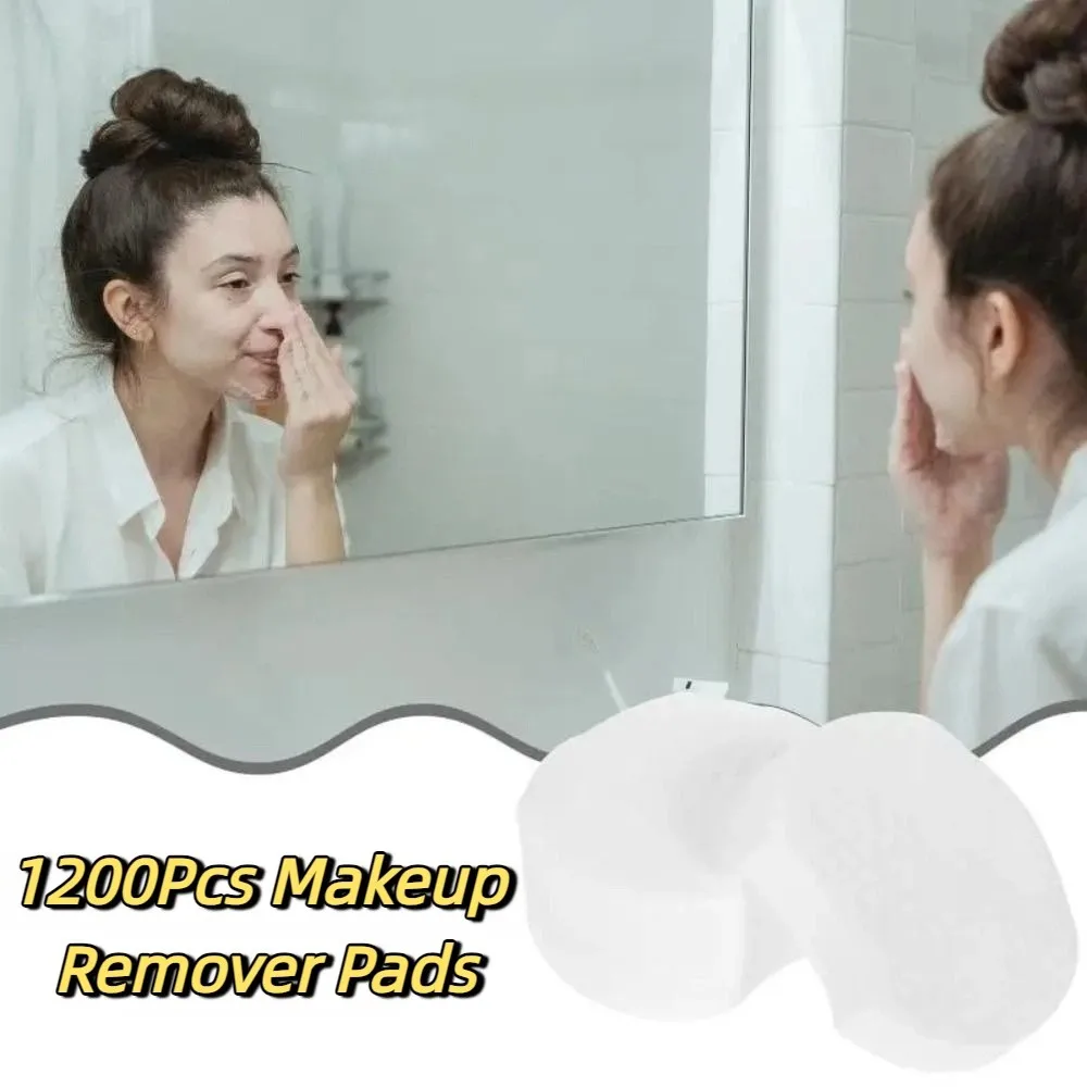 

1200Pcs Soft Makeup Remover Pads Disposable Stretchable Facial Cleansing Pads Missing Corner Design Double-sided