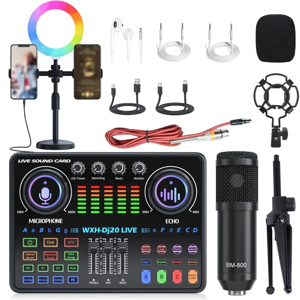 DJ20 Sound Card Kits Studio Record Professional Mixer Singing 48V