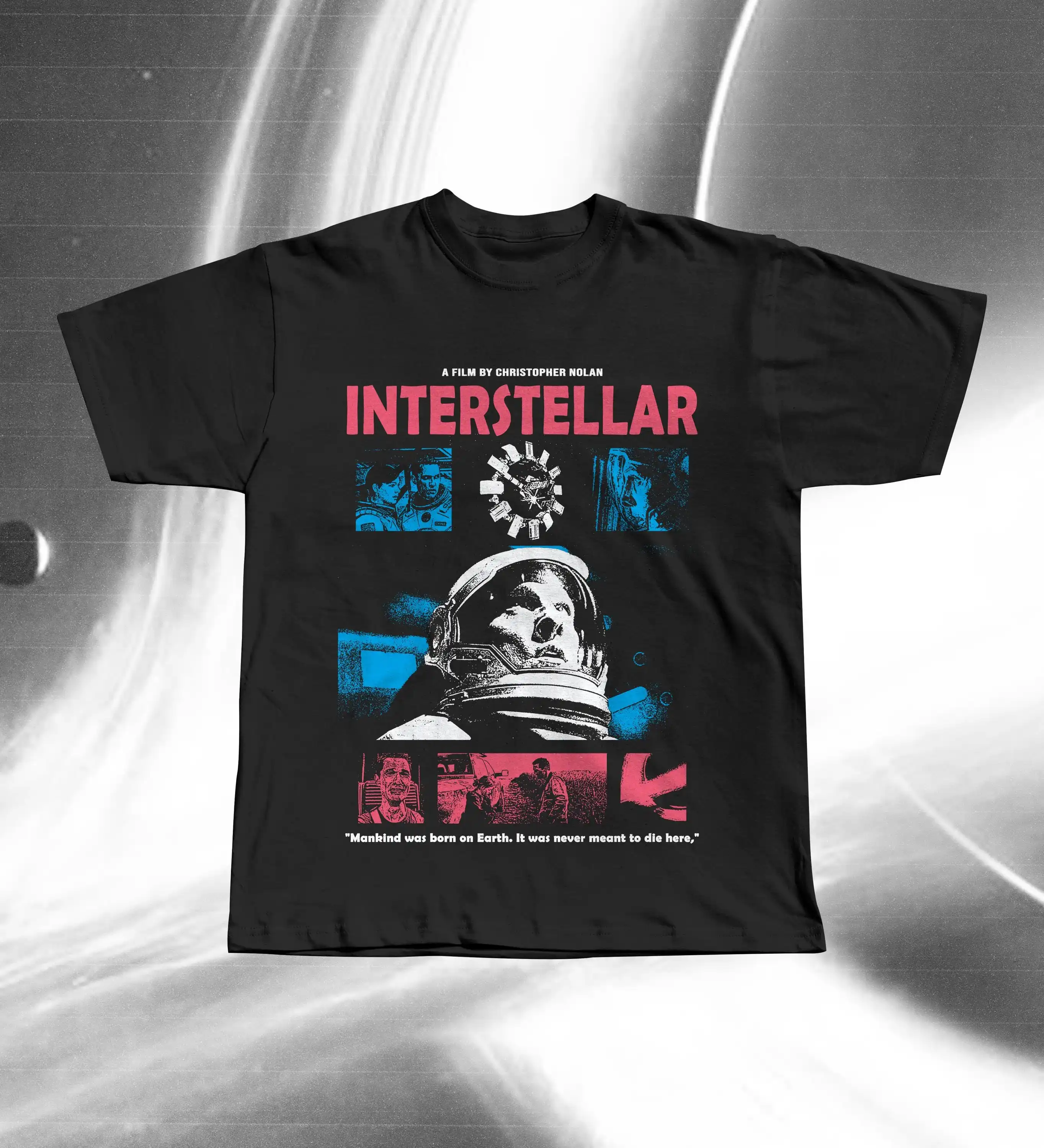Interstellar Christopher Nolan Vintage Style Movie Graphic T-Shirt Cotton Men Women Streetwear Tee