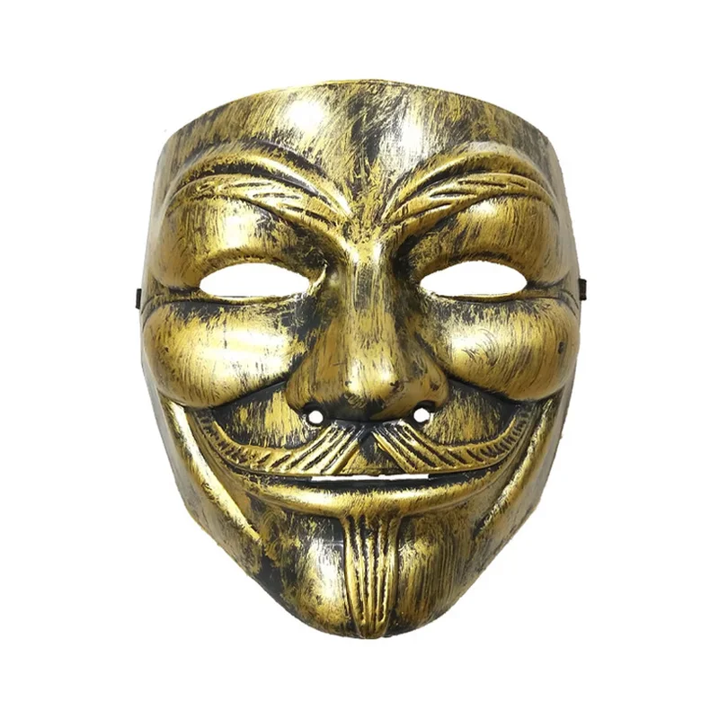 V For Vendetta Mask Killer Guy Fawkes Bronze Gold Masks Halloween Masquerade Silver Mask Movie Cosplay Masques Supplies