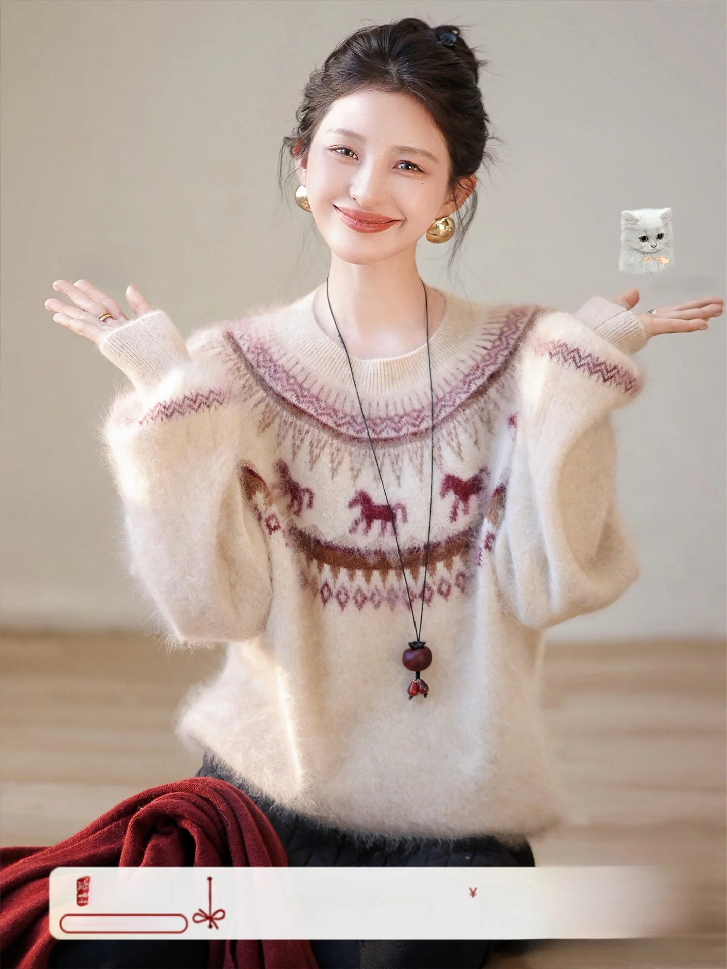 

Женский зимний модный свитер Zhaoda Xi из 100% кашемира, с эффектом войлока, свободного кроя, с длинными рукавами и круглым вырезом, для повседневной носки.