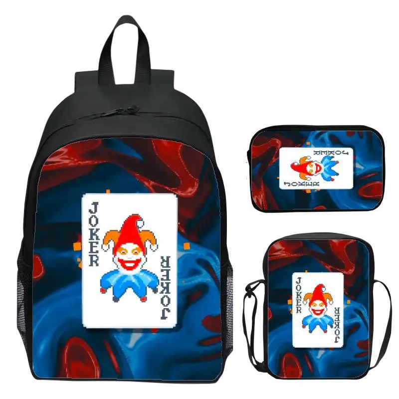 حقيبة ظهر للأطفال مقاس 16 بوصة مكونة من 3 قطع من ماركة Balatro Clown حقيبة ظهر للمدرسة الابتدائية حقيبة كتف مقلمة