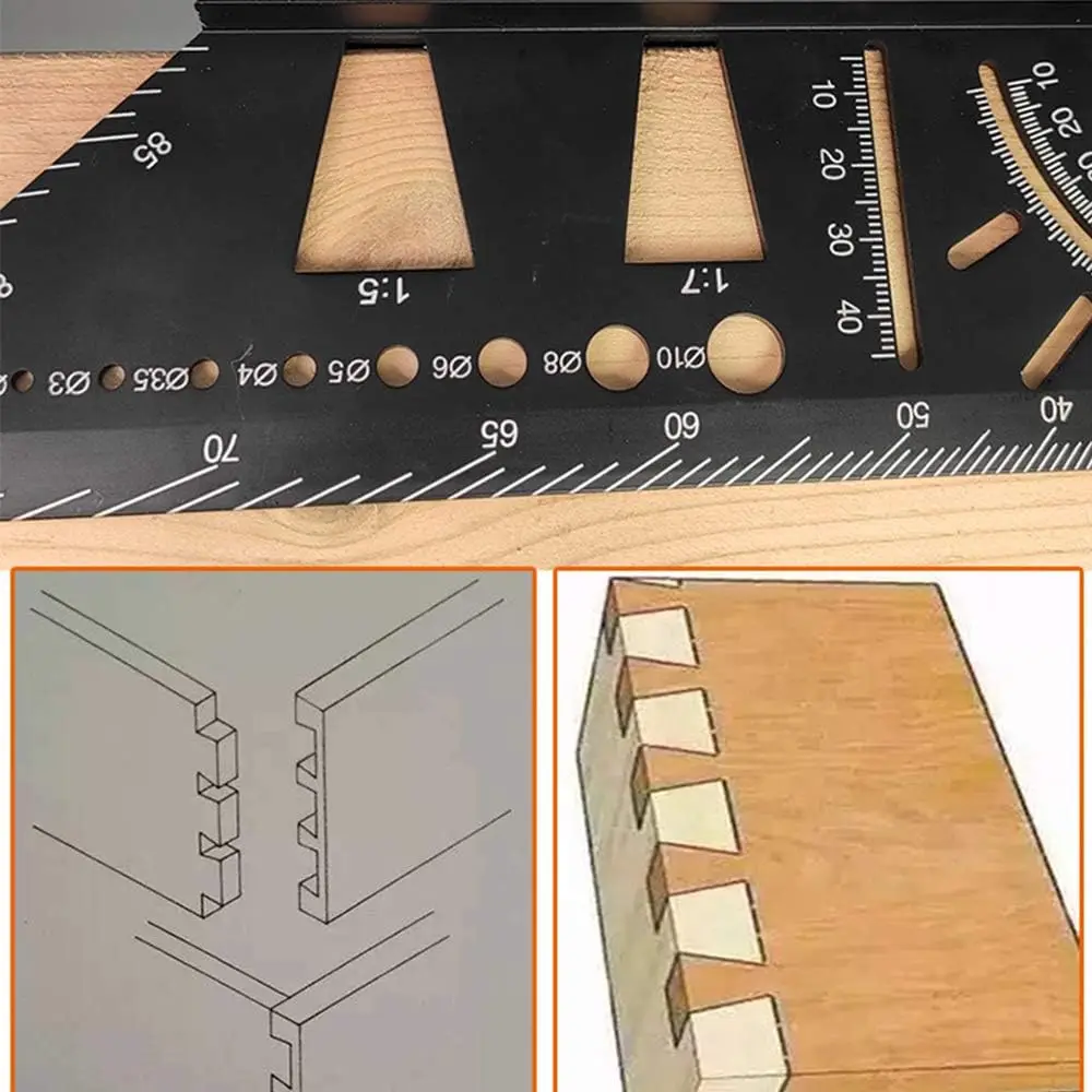 Woodworking Square Size Measure Ruler,45/90 Degree Angle T Ruler,3D Mitre Angle Measuring Template Tool, Measuring Timber, Pipes