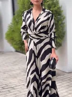 UOOZEE 2025 New Zebra Printed Lapel Jumpsuits For Women Long Sleeves High Waisted Wide Leg Urban Casual Office Commute Overalls - Image 5