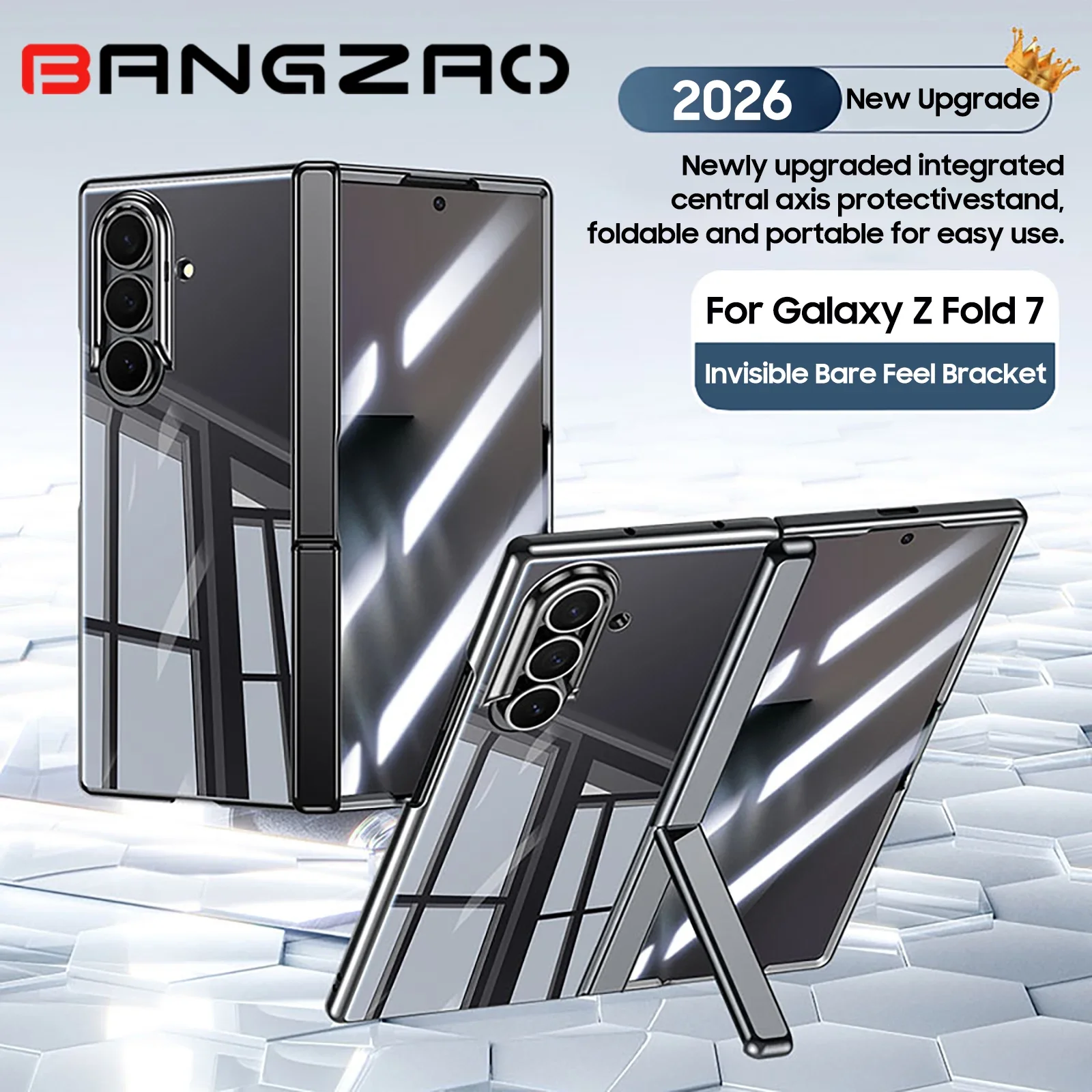 

for Samsung Galaxy Z Fold 7 W26 Phone Case,with Kickstand & Hinge Protection & HD Protective film Anti--scrach Phone Case-Black
