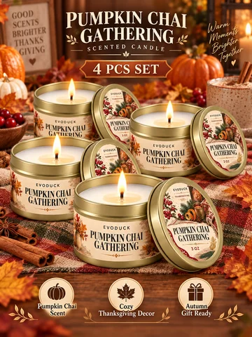 4Pcs Orange Loaf Welcome Scented Candles Set 3oz Gold Tin Jar Thanksgiving Warm Autumn Room Decor Gift for Mom Wife Teacher Her