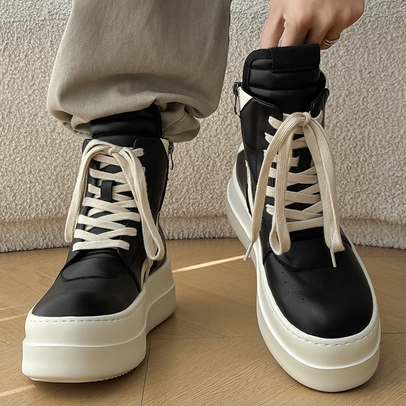 أحذية عالية الجودة بنعل مكتنز للجنسين - أحذية شتوية للزوجين باللونين الأبيض والأسود