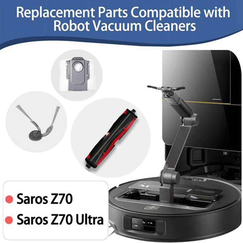 18PCS Replacement Parts for Saros Z70 /G30 Space Vacuum Attachments Roller Side Brush Dust Bag Filters Mop Pads-A69M