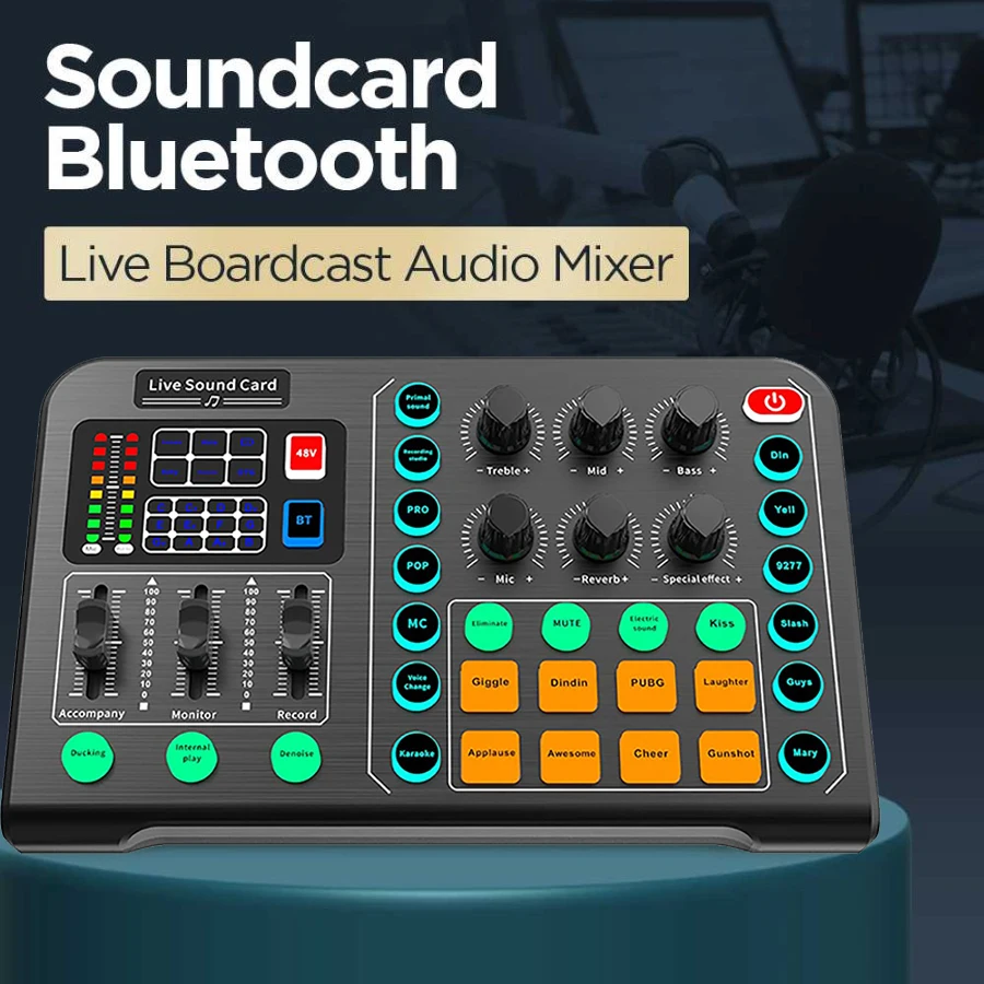 

Audio Interface with DJ Mixer Live Sound Card Effects and Voice Changer,48V Phantom Power Stereo,Prefect for Streaming/Gaming