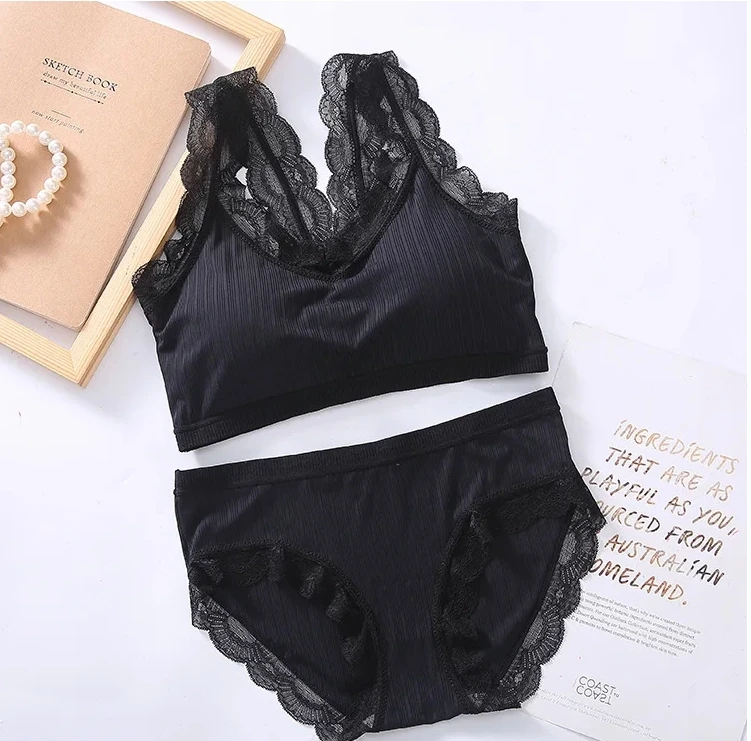 Girl Bralette Lingerie Set Sports Underwear Women Push Up Bras and Panty Sexy Bra Lenceria Wirefree Feminina Lace Ropa Interior