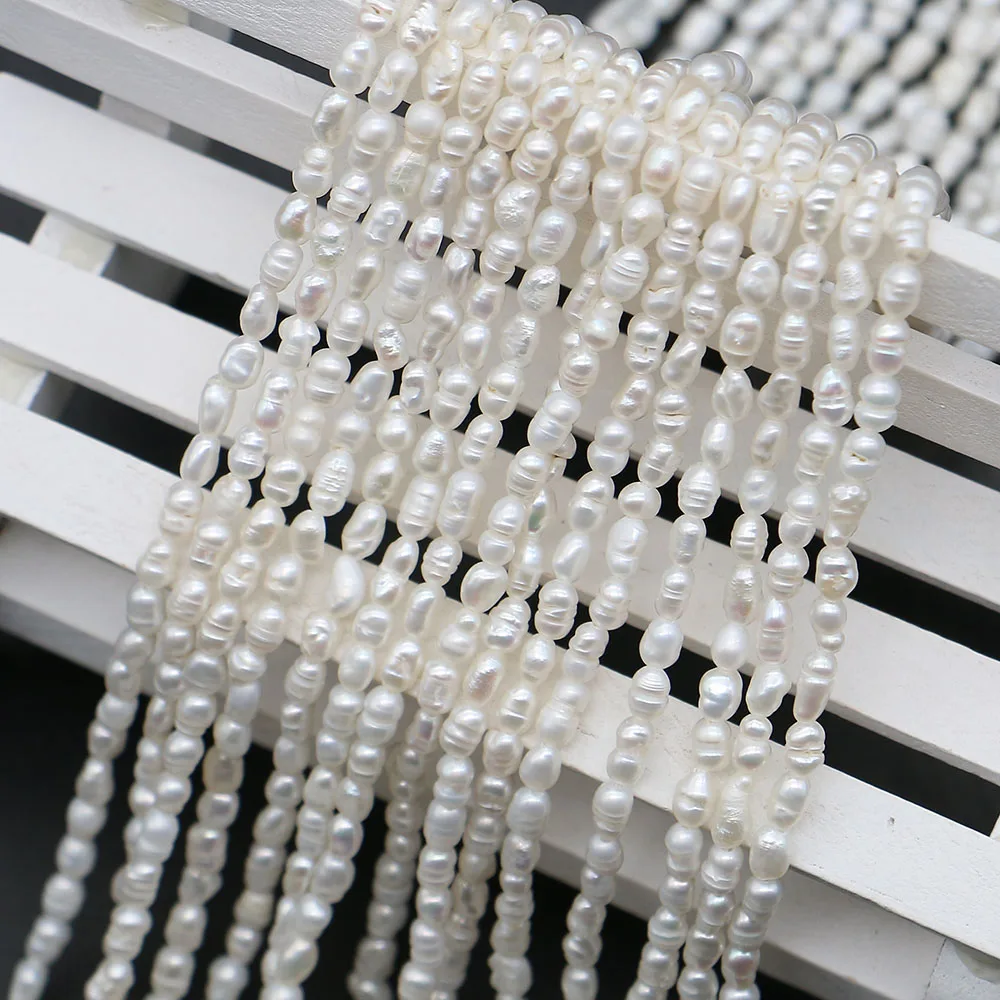 

2-6mm Baroque Style Natural Freshwater Threaded Rice-Shaped Pearl Loose Beads 1Strand Handmade Fashion Necklace Bracelet Jewelry