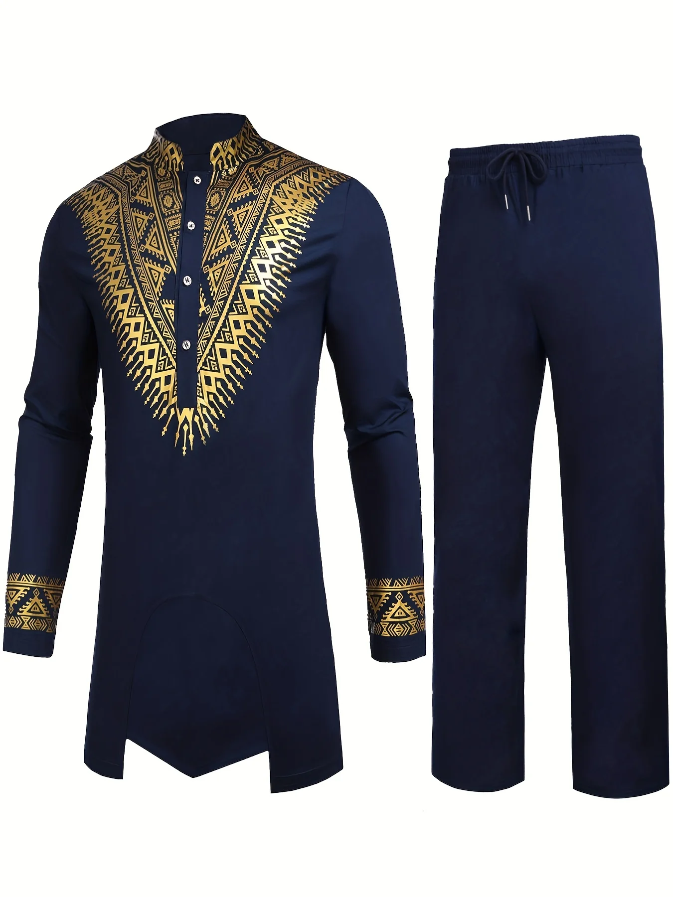 Middle East Style Suit Muslim Robe 3D Printed Suit Arab Men Loose Breathable Two Piece Suit Fashion Casual Men\'s Clothing