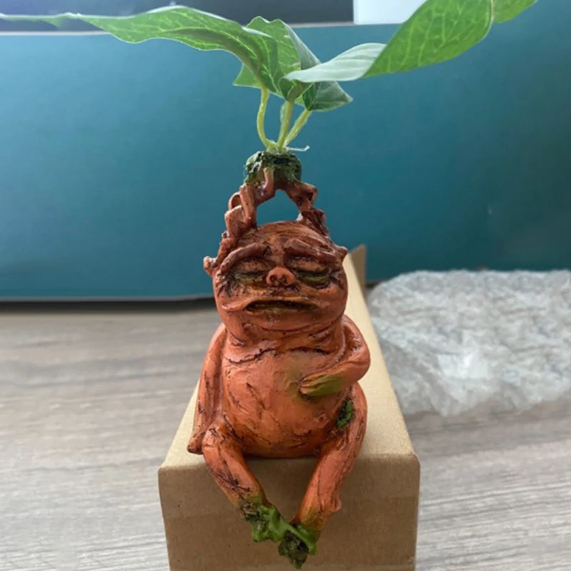 Mandrake Grass Resin Statue Landscape Ornament Art Figurine Crafts For Outdoor Garden Courtyard Living Room Bedroom Gift