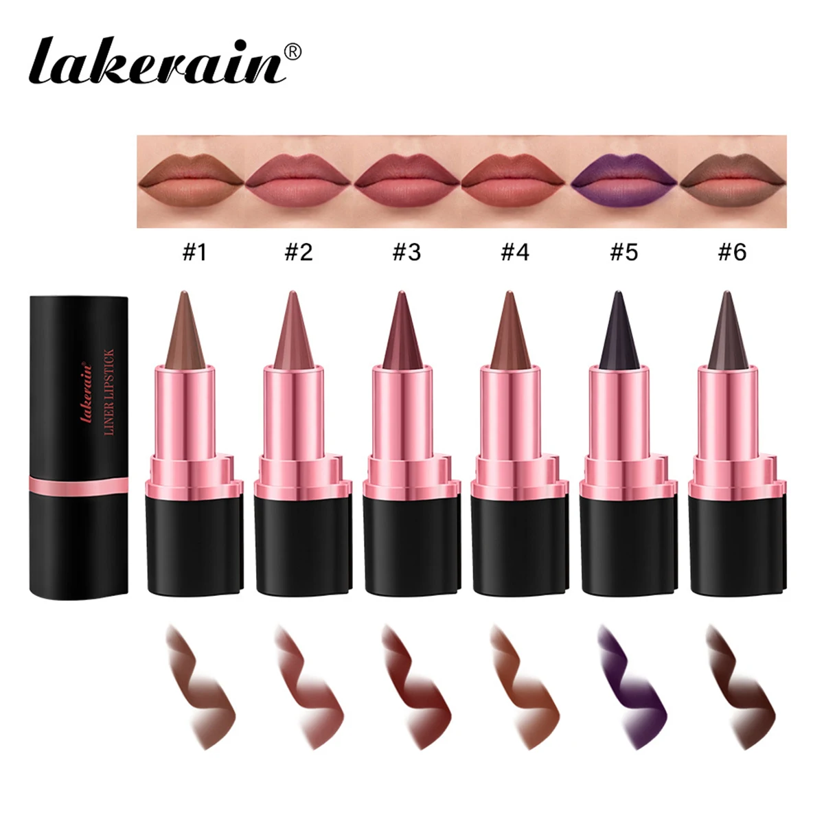 Matte Matte Lipstick Lip Liner 6 สี ติดทนนาน ติดง่าย ดินสอลิปสติกปลายแหลมไม่เลอะง่าย