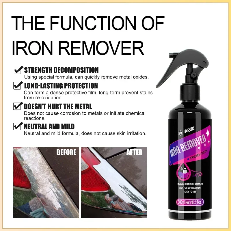 Iron Remover Spray Car Wheels Rim Cleaner Multi-Purpose Rust Remover Brake Paint Protect Metal Dust Iron Powder Remover Car Care