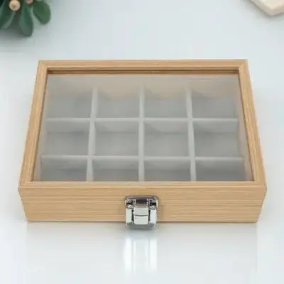 

Wooden Jewelry Box With Clear Lid Multi Grid Storage Case For Ring Earring Necklace Bracelet Jewelry Organizer Trinket