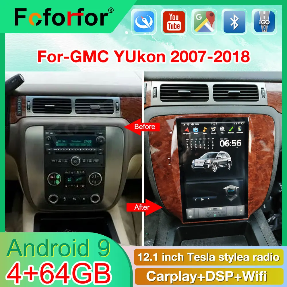 

Android Auto Radio For GMC Yukon/ Chevrolet Tahoe Silverado 2007-2012 Stereo Radio Navigator Vehicle Dashboard Instrument Screen