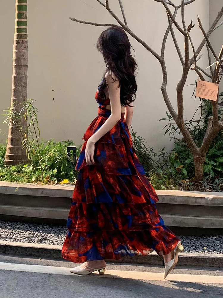 กระโปรงชายระบายทรงวีเอวผูกโบว์ รุ่น Gentle Breeze Bal Floral ter Dr ผ้าโพลีเอสเตอร์ ไม่มีซับใน ทรงเข้ารูป