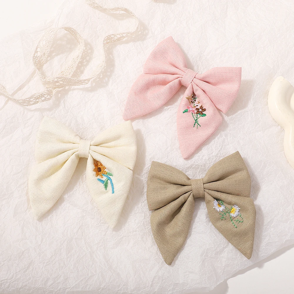 Elegant Floral Cotton Kids Bows Spring Butterfly Hair Clip Fashion Print Hair Barrette For Women Girls Sweet Hairpin Accessories