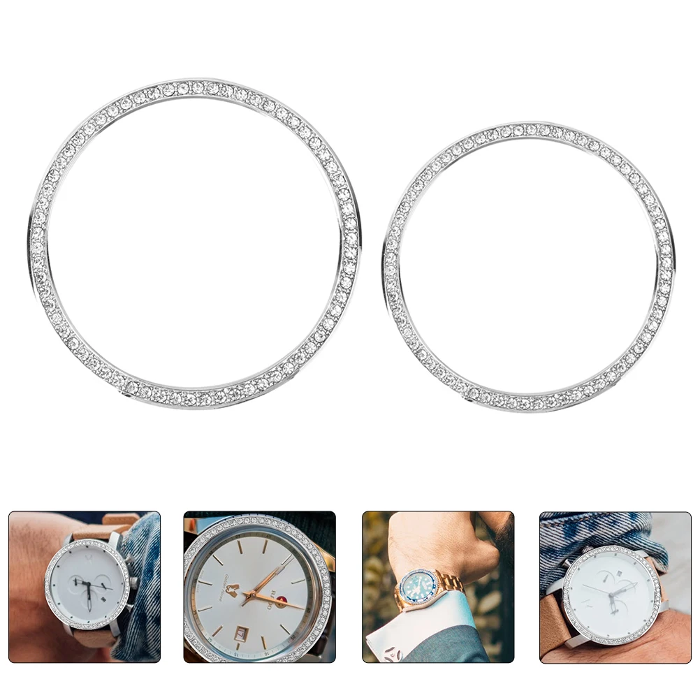 2 pçs 46mm metal relógio caso moldura bandas relógios portáteis suporte acessórios altamente polido liga quadro poeira risco