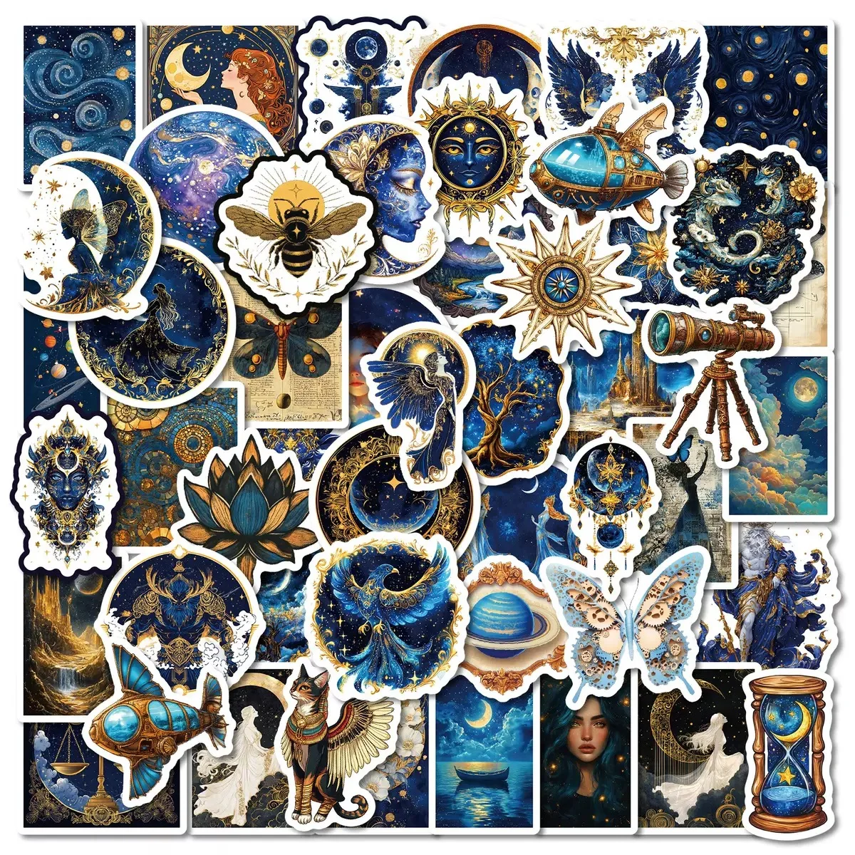 10/50PCS Retro Astronomy Universe Planets Stickers Galaxy Moon Astrology Aesthetic Decals Sticker for Suitcase Phone Notebook