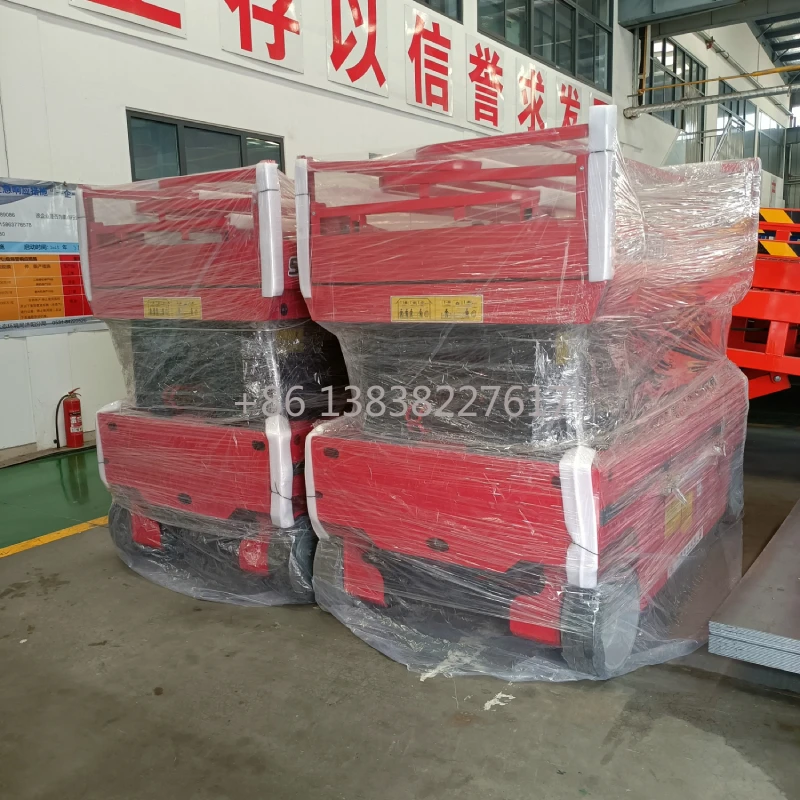 Fully Automatic Scissor Lift Solid Rubber Tires Hydraulic Shear Forklift Extended Working Height Corrosion-resistant Durable
