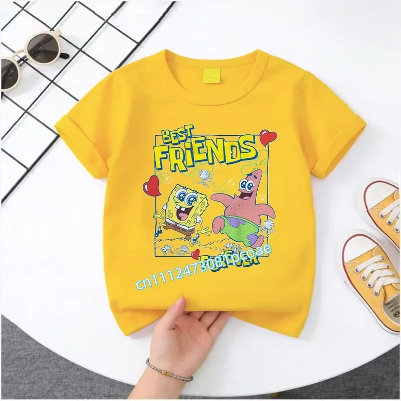 New summer T-shirt for girls, casual top SpongeBob - 1-12 ye