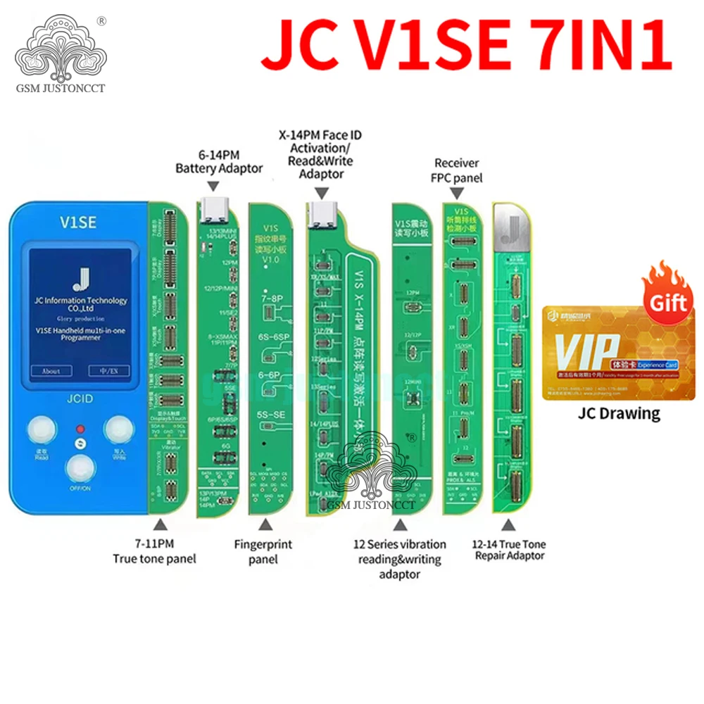 

JCID JC V1SE Programmer For iPhone 14 13 Ture Tone Dot Matrix Battery Original Color LCD Display Face ID Fingerprint FPC Repair