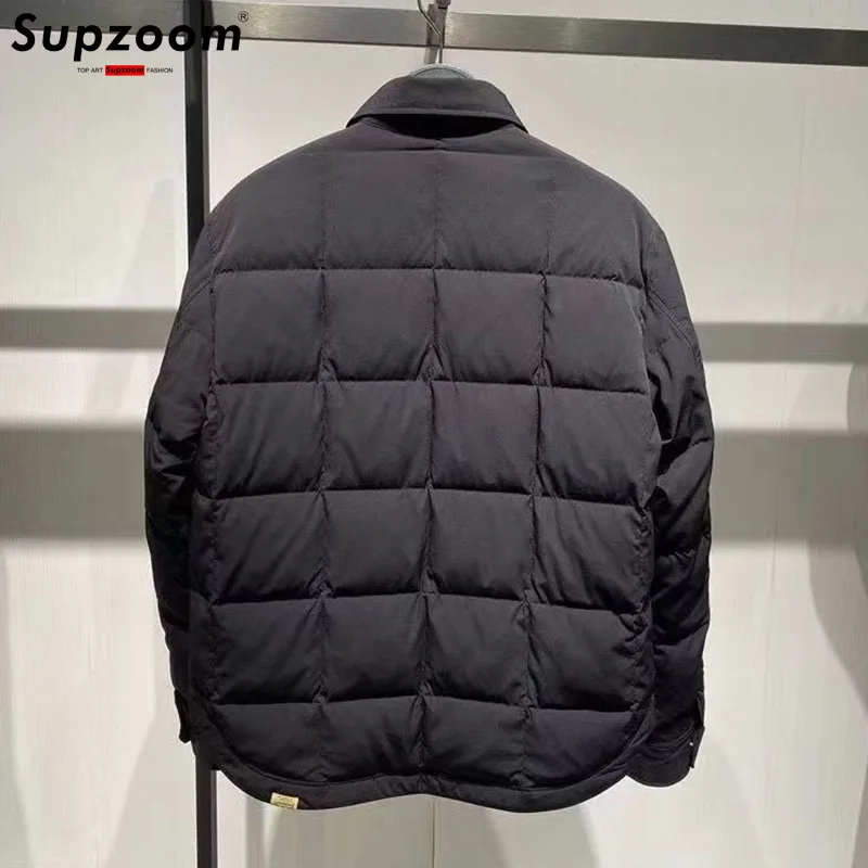 Supzoom 2025 Koleksi Terbaru Jaket Musim Dingin Pria Model Kerah Turndown Tebal Hangat Kasual dengan Penanda Segitiga