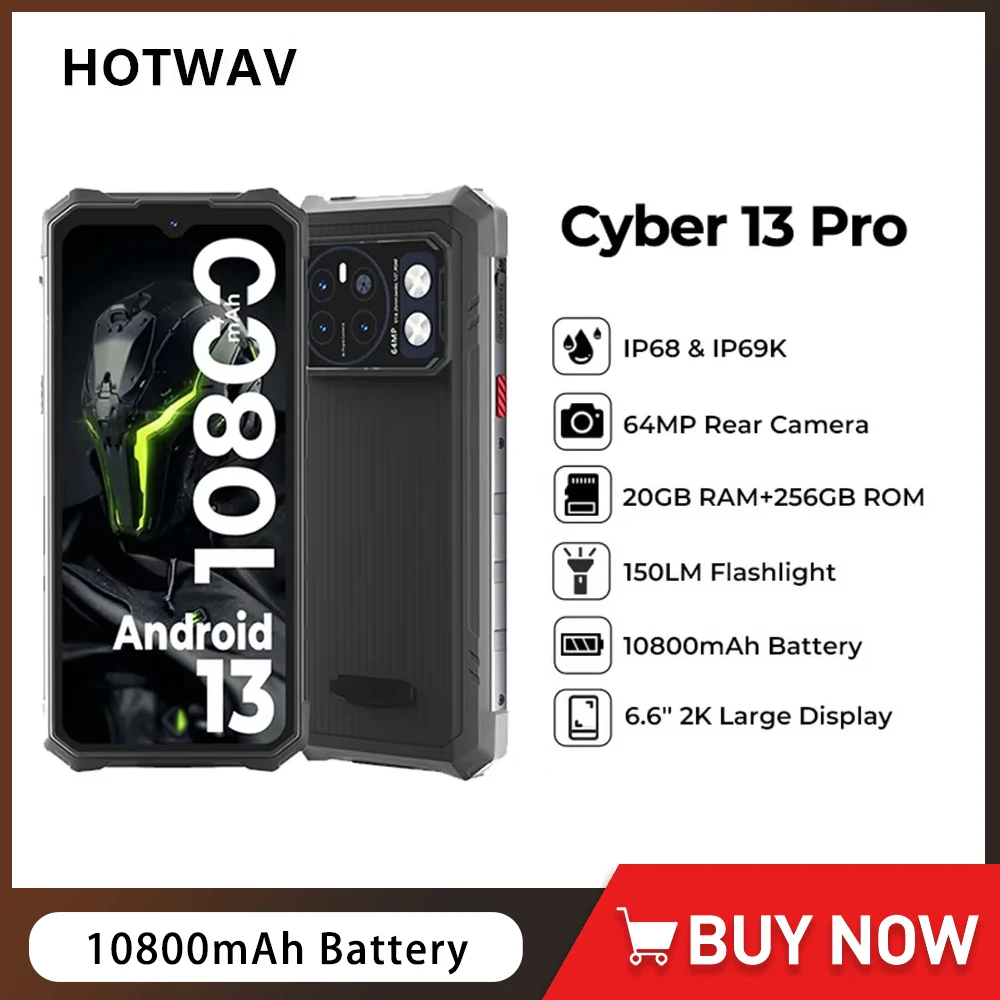 Hotwav Cyber 13 Pro Robuuste Smartphone Android 13 Octa Core 6.6 "12Gb 256Gb Mobiele Telefoon 10800Mah 20W Snel Opladen Mobiele Telefoon Nfc