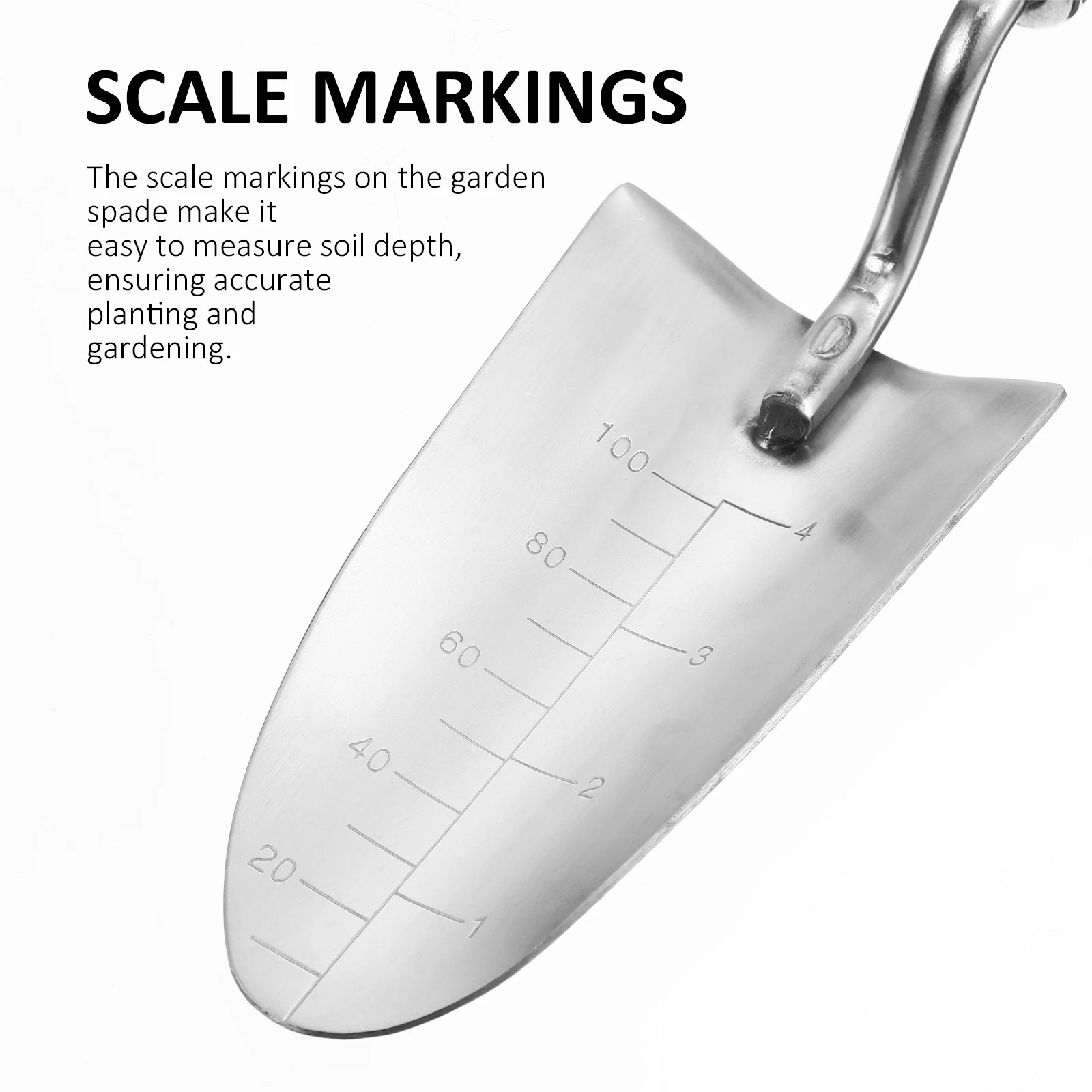 

Stainless Steel Garden Shovel Hand Wooden Handle Durable Tool Scale Markings Depth Measurement Multi Functional Planting