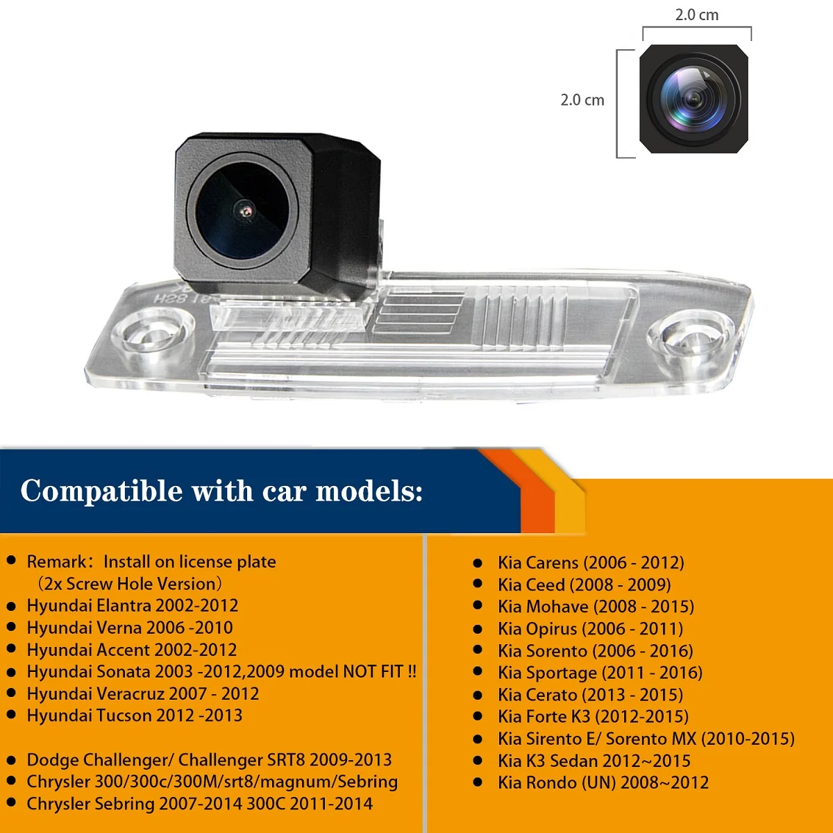 HD 1280x720p Reversing Backup Camera for Hyundai MISTRA Elantra/Sonata/Accentt/Tucson/Terracan/Kia Carens/Opirus/Sorento