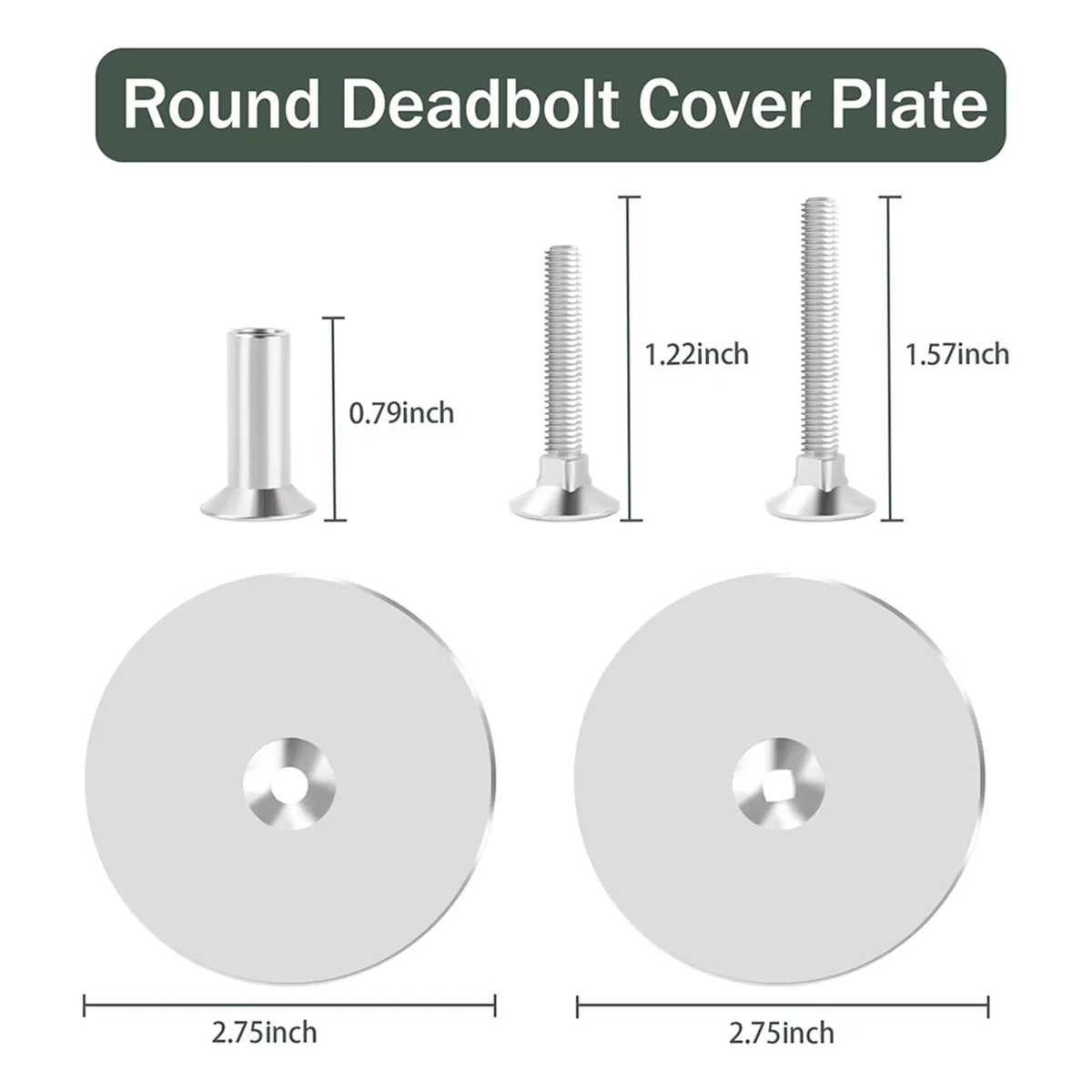 

A002 2 комплекта, крышка дверного отверстия, диаметр 2-5/8 дюйма, круглая крышка с засовом, крышка отверстия дверной ручки, серебристая