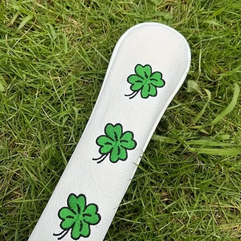 1pc Golf Club Head Cover, Four Leaf Lucky Clover Design Golf Alignment Stick Cover