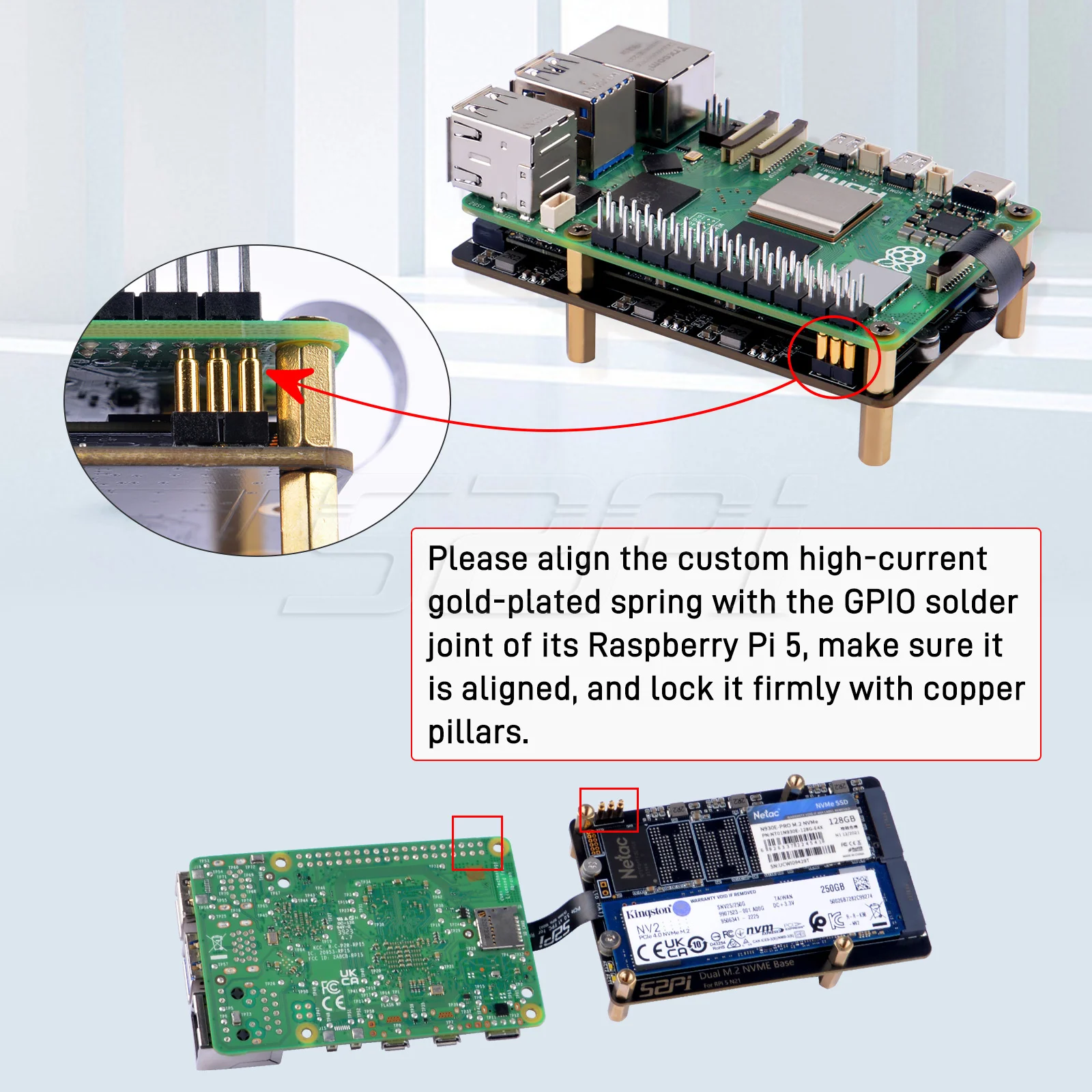 52Pi N21 Dual 2280 NVMe base for Raspberry Pi 5 Extension Adapter Board