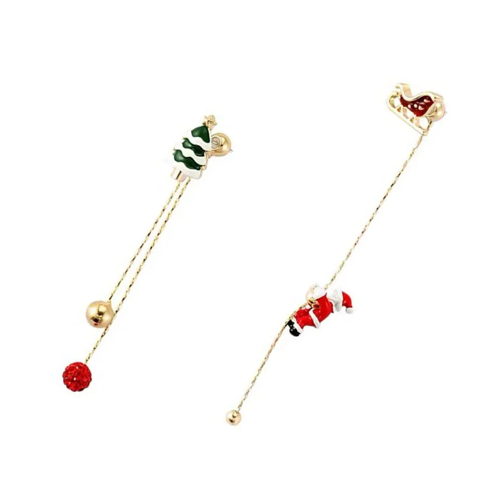 

Christmas Earrings Santa Claus Dangle Tassel Jewelry Asymmetric Tree Chain Long Drop