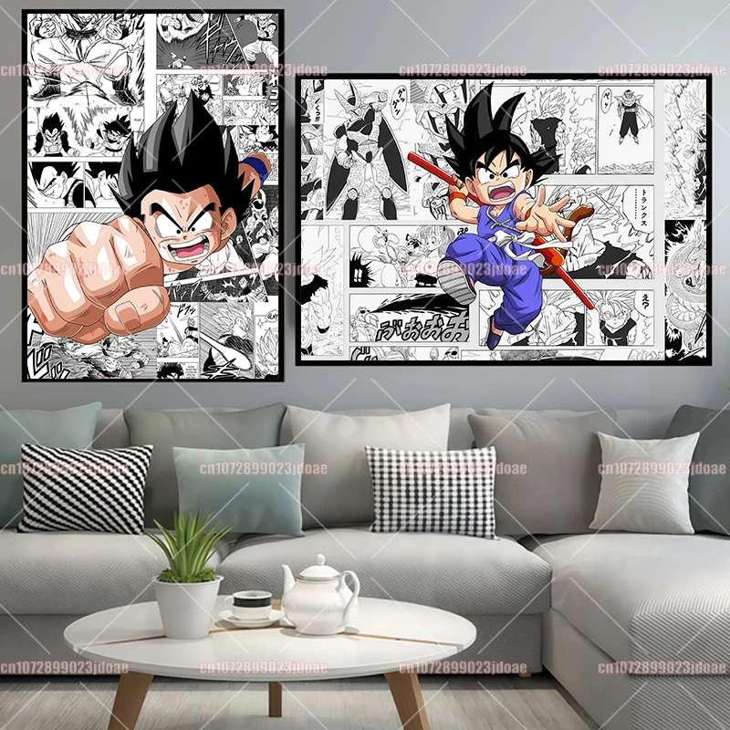 Anime Dragon Ball Z Goku Vegeta Gohan HD cartel decoración de pared pintura innovación creativa dormitorio gimnasio arte Decoración