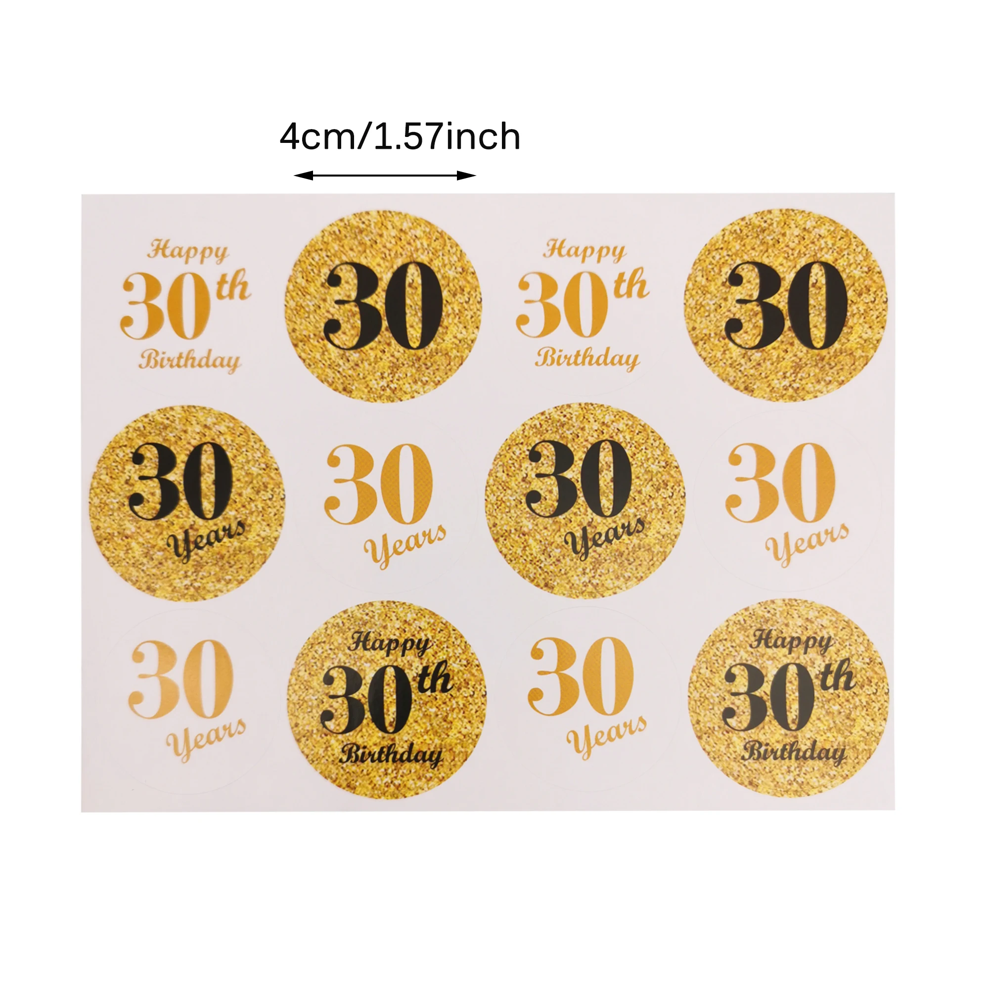 1 Beutel Gold, Durchmesser 4 cm, „Cheers“-Aufkleber zum 30., 40., 50., 60. Geburtstag, Papieraufkleber, Happy Birthday Party Siegelaufkleber, Geschenkaufkleber, Dekoration zum Jubiläum – Detail 1