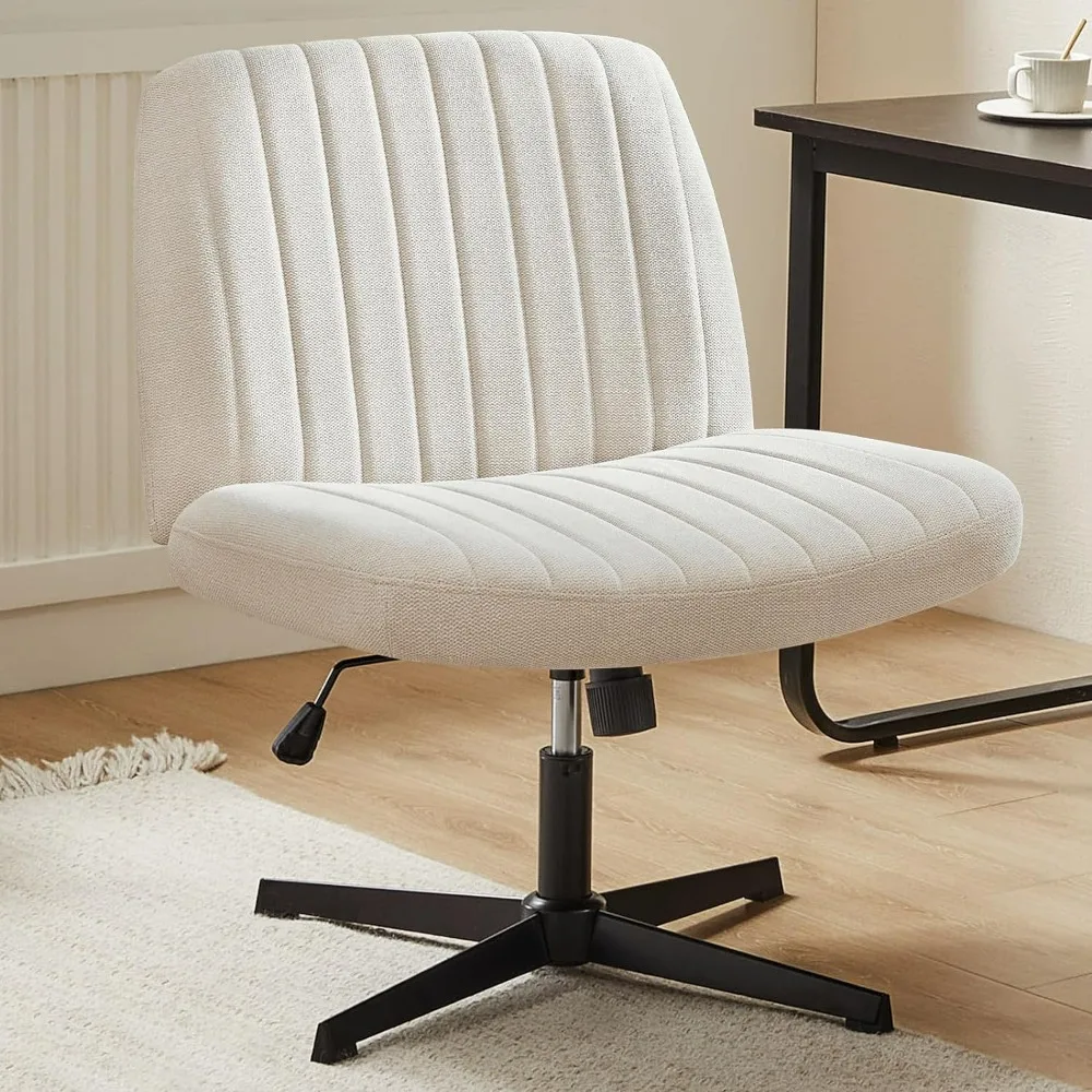 Criss Cross Chair Legged Swivel Vanity Chair, Height Adjustable Wide Seat Computer Task Chair