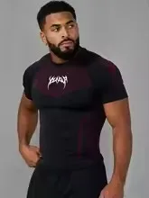 New Summer 2026 Young T-shirt Men's Tight Fitness Quick-drying American Tight Fashion Muscle Leg Training Short Sleeve